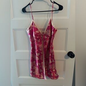 Victoria's Secret Fuchsia and Cream Lace Slip